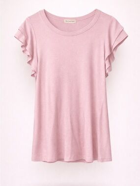 Occasion Blush Pink Top Flutter Sleeve Soft Feminine Casual Chic Large